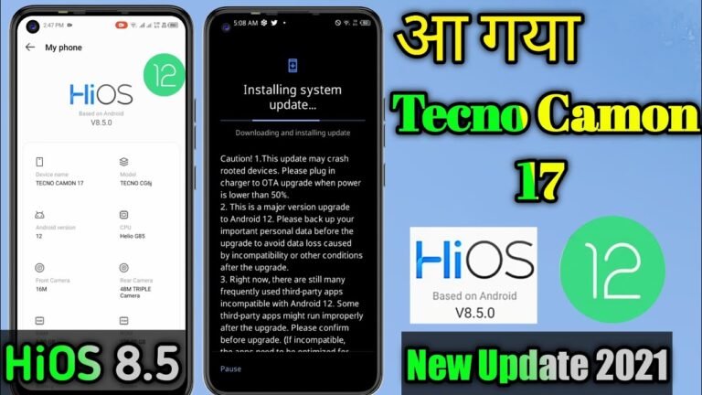 TECNO CAMON 17 Android 12 HiOS 8.5 Official Update -