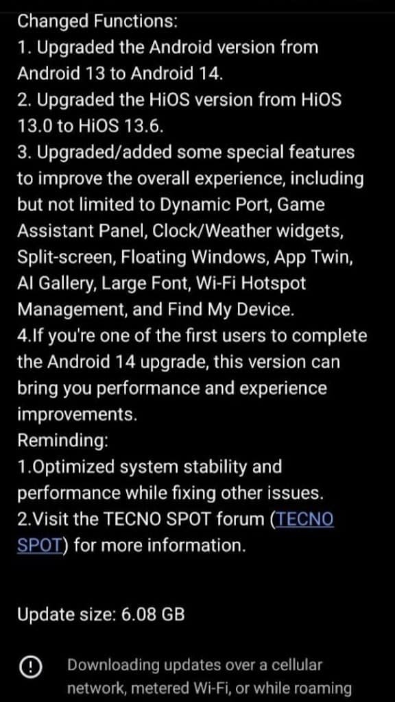 Tecno Mobile Android 13 Update Screen Shot 2