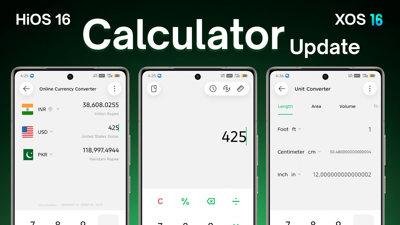 XOS 16 Calculator App Update