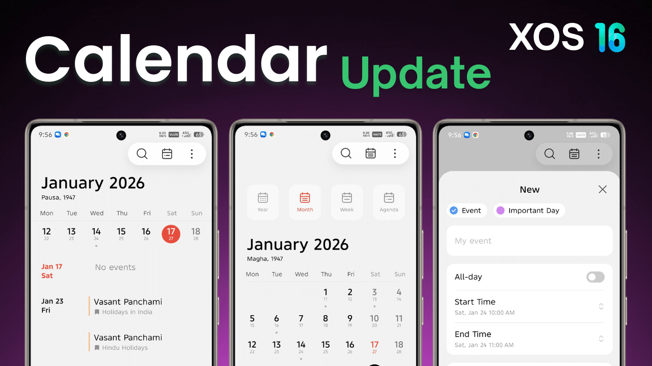 Calender aap XOS 16 update