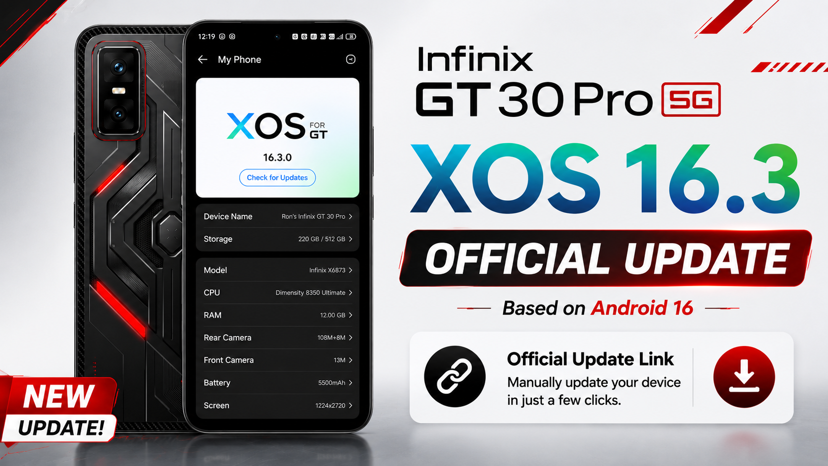 Infinix GT 30 Pro XOS 16 update